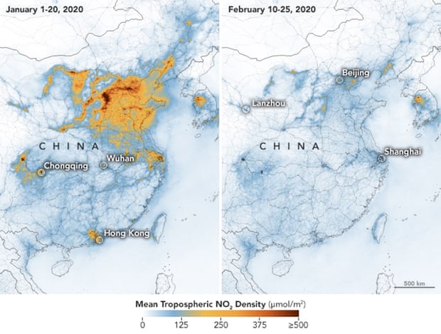 Chinese reduction in NO2